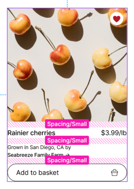Inline spacing token while hovering an auto-layout frame in Figma