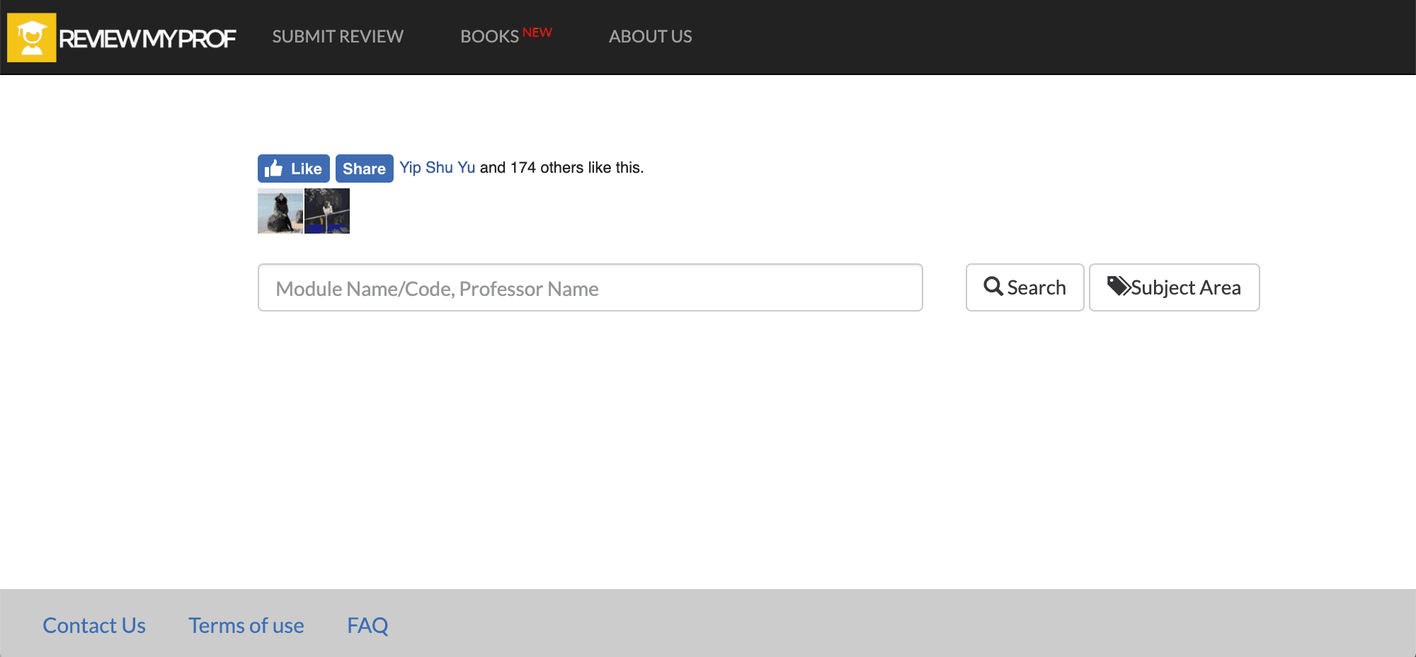 ReviewMyProf homepage