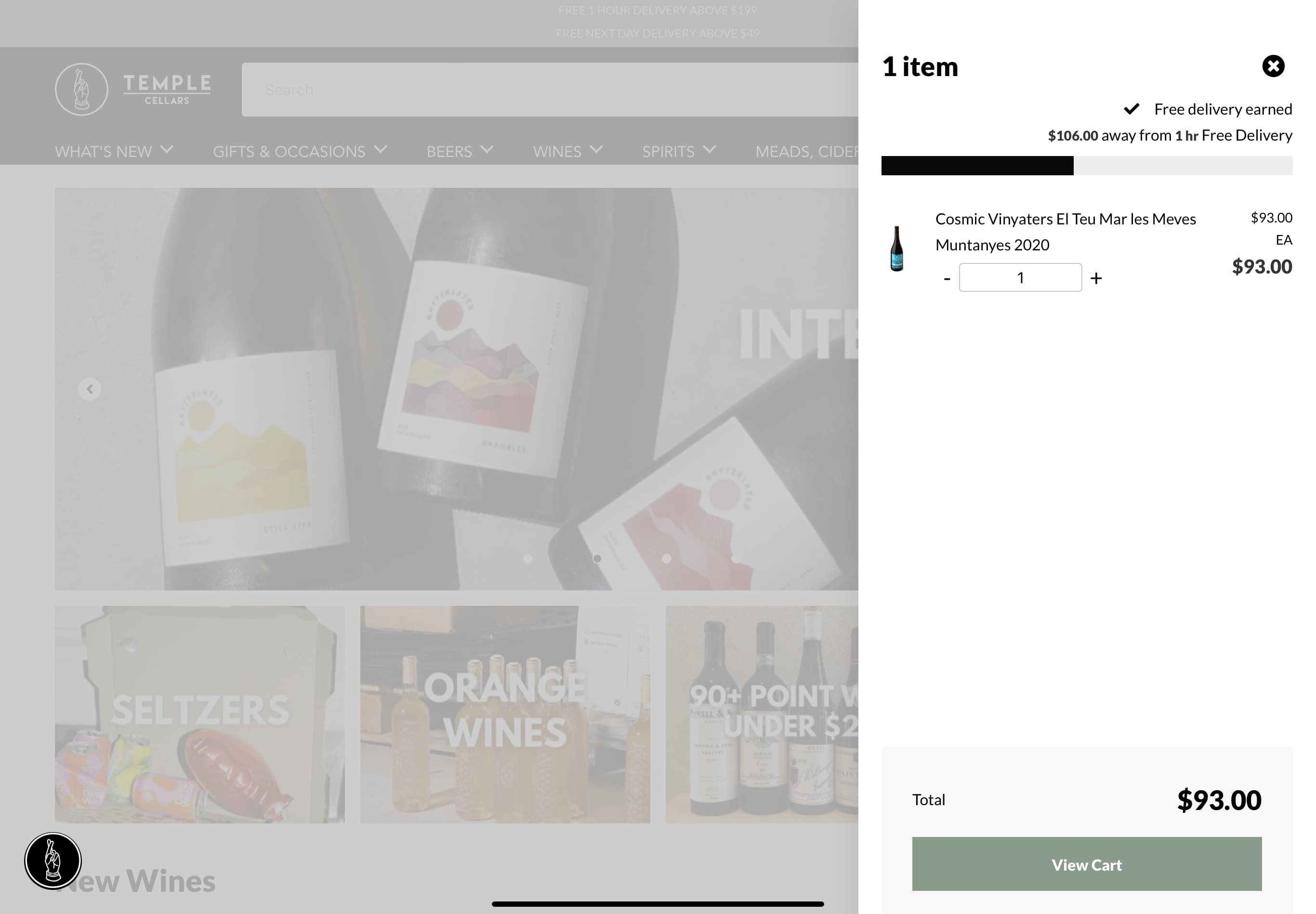 Cart drawer accessible from all pages