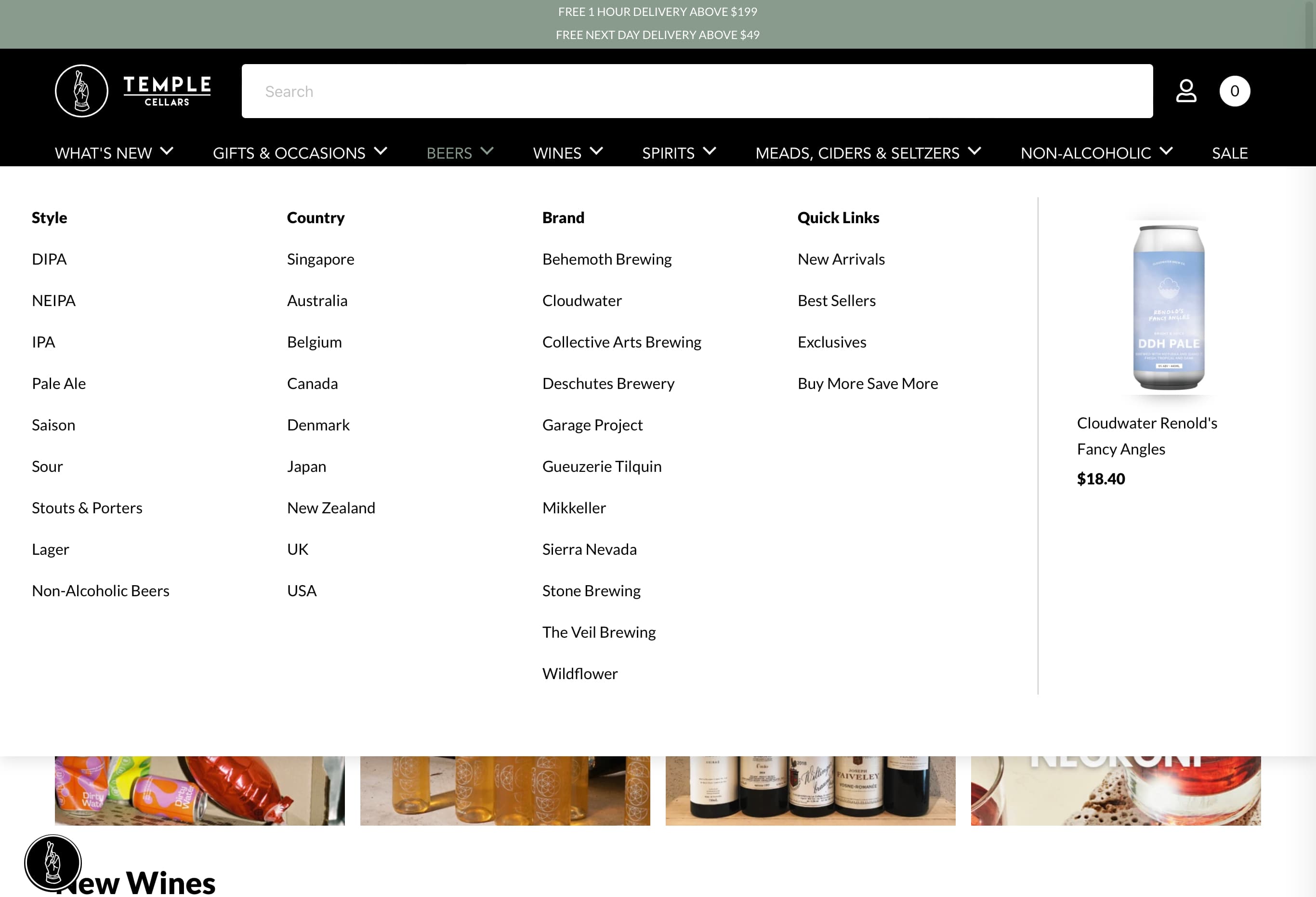 Top header mega menu